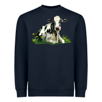 Navy holstein cow sitting Heavyweight Sweatshirt - LillyAllenDesigns