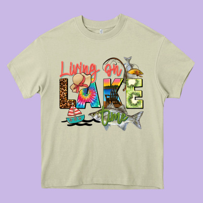 Living On Lake Time Heavy Core Tee Designed By Zillion Design Studio