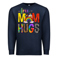 Navy Free Mom Hugs with Butterflies Premium Sweatshirt - texasbilliewilder