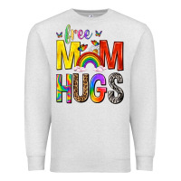Oatmeal Heather Free Mom Hugs with Butterflies Premium Sweatshirt - texasbilliewilder