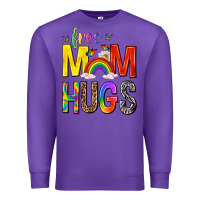 Purple Free Mom Hugs with Butterflies Premium Sweatshirt - texasbilliewilder