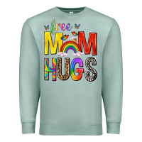 Seafoam Free Mom Hugs with Butterflies Premium Sweatshirt - texasbilliewilder