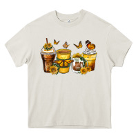 Cream butterfly coffee cups Heavy Core Tee - Zillion Design Studio