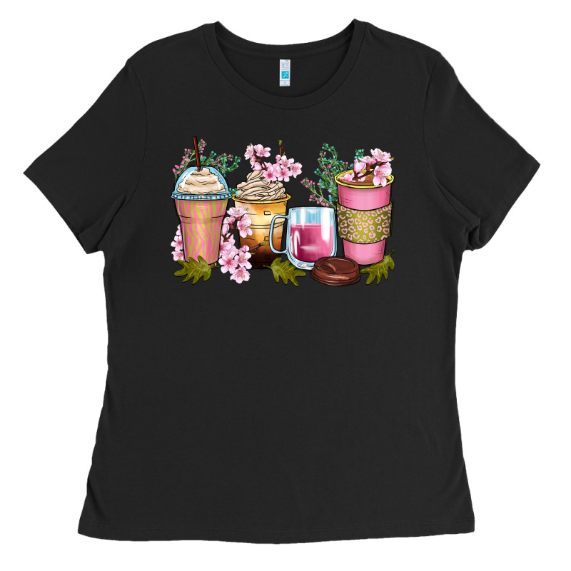 Flowers Coffee Cups Ladies Tee by Zillion Design Studio | Teevron