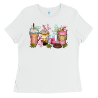 White flowers coffee cups Ladies Tee - Zillion Design Studio