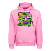 Fuchsia Pink louisiana map alligator mardi gras olivia Urban Hoodie - OliviaCreatesArt
