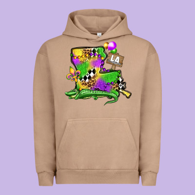 Louisiana Map Alligator Mardi Gras Olivia Urban Hoodie Designed By Oliviacreatesart