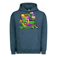 Pigment Midnight Navy louisiana map alligator mardi gras olivia Urban Hoodie - OliviaCreatesArt