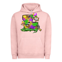Pigment Salmon louisiana map alligator mardi gras olivia Urban Hoodie - OliviaCreatesArt