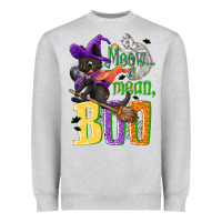 Heather Grey Meow i mean, boo Halloween Heavyweight Sweatshirt - NancyCooperArtShop