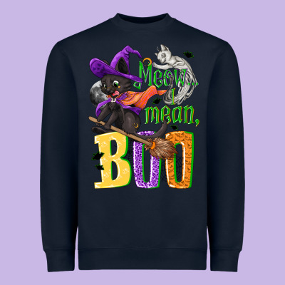 Meow I Mean, Boo Halloween Heavyweight Sweatshirt Designed By Nancycooperartshop