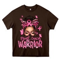 Chocolate Brown brest cancer warrior afro messy bun Heavy Core Tee - texasbilliewilder