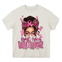 Cream brest cancer warrior afro messy bun Heavy Core Tee - texasbilliewilder