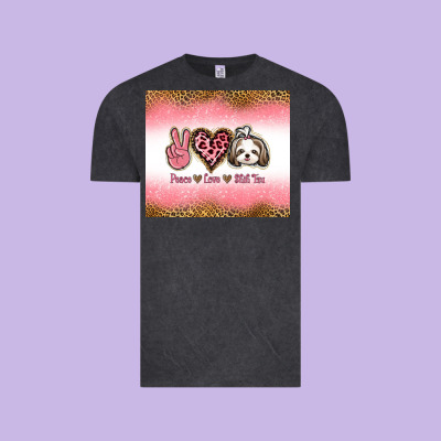 Peace Love Shih Tzu Vintage Tee Designed By Jasminsmagicworld