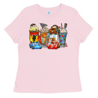 Bubblegum Pink cartoon characters coffee cups Ladies Tee - Zillion Design Studio
