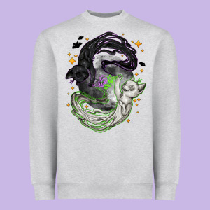 Magical Cats Ghost With Moon Halloween Heavyweight Sweatshirt Designed By Nancycooperartshop