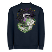 Navy Magical cats ghost with moon Halloween Heavyweight Sweatshirt - NancyCooperArtShop