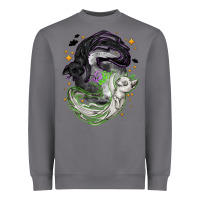 Storm Magical cats ghost with moon Halloween Heavyweight Sweatshirt - NancyCooperArtShop