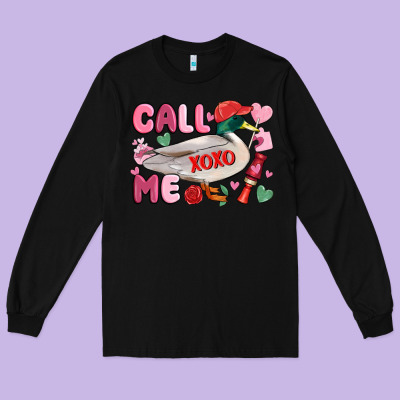 Call Me Valentine Mallard Duck Long Sleeve Tee Designed By Maliassmallbusiness