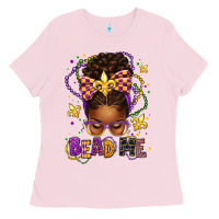 Bubblegum Pink bead me mardi gras afro messy bun Ladies Tee - texasbilliewilder