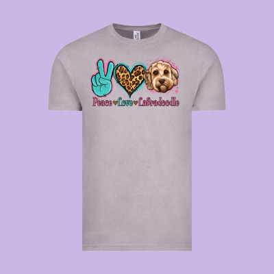 Peace Love Labradoodle Vintage Tee Designed By Jasminsmagicworld