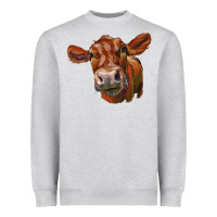 Heather Grey red angus face Heavyweight Sweatshirt - LillyAllenDesigns