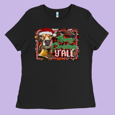 Merry Christmas Y'all Ladies Tee Designed By Ranaportraitstore