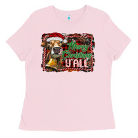 Bubblegum Pink merry christmas y'all Ladies Tee - RanaPortraitStore
