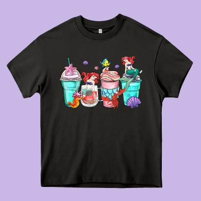 Ariel Coffee Cups Heavy Core Tee Designed By Zillion Design Studio