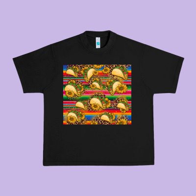 Tacos And Sunflowers With Serape Leopard Background Urban Heavy Tee Designed By Barkaloodesign