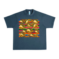 Midnight Navy tacos and sunflowers with serape leopard background Urban Heavy Tee - BarkalooDesign