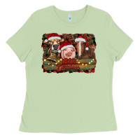 Matcha merry christmas farm animals Ladies Tee - RanaPortraitStore