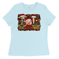 Baby Blue merry christmas farm animals Ladies Tee - RanaPortraitStore