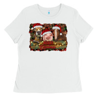 White merry christmas farm animals Ladies Tee - RanaPortraitStore
