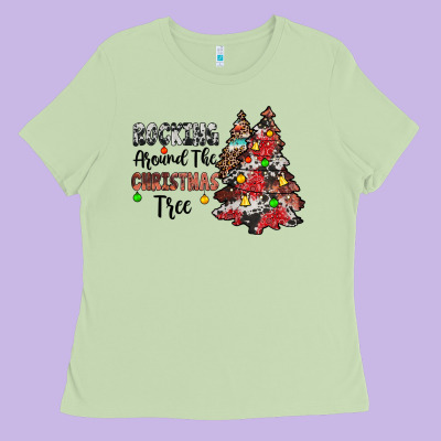 Rocking Around The Christmas Tree Ladies Tee Designed By Jahusdesignshop