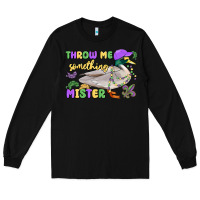Black throw me something mister mardi gras duck Long Sleeve Tee - MaliasSmallBusiness