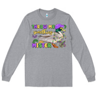 Heather Grey throw me something mister mardi gras duck Long Sleeve Tee - MaliasSmallBusiness