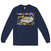 Navy throw me something mister mardi gras duck Long Sleeve Tee - MaliasSmallBusiness