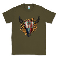 Army Green American Bull Skull Classic Tee - Jasminsmagicworld