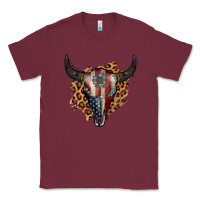 Burgundy American Bull Skull Classic Tee - Jasminsmagicworld