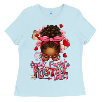 Baby Blue cupid's favorite postal worker afro messy bun Ladies Tee - texasbilliewilder