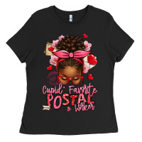 Black cupid's favorite postal worker afro messy bun Ladies Tee - texasbilliewilder