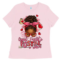 Bubblegum Pink cupid's favorite postal worker afro messy bun Ladies Tee - texasbilliewilder
