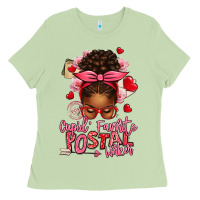 Matcha cupid's favorite postal worker afro messy bun Ladies Tee - texasbilliewilder