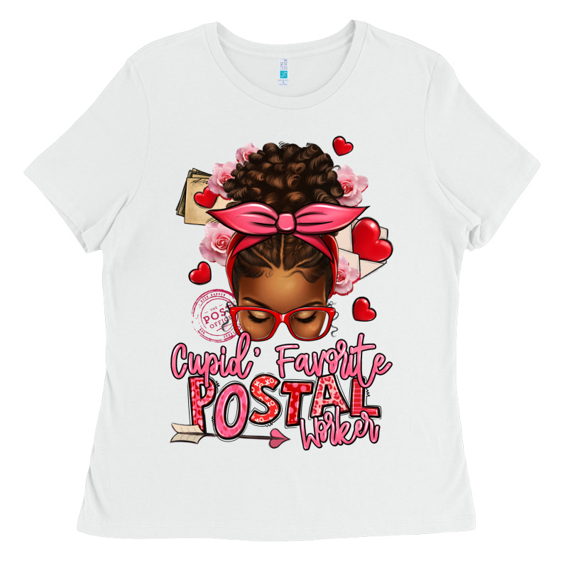 Cupid's Favorite Postal Worker Afro Messy Bun Ladies Tee by texasbilliewilder | Teevron