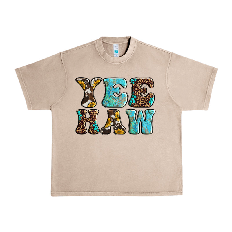 Western Sunflowers Turquoise Leopard Yee Haw Urban Heavy Tee by BarkalooDesign | Teevron