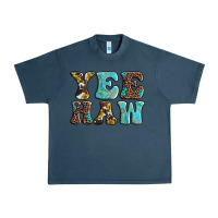 Midnight Navy western sunflowers turquoise leopard yee haw Urban Heavy Tee - BarkalooDesign