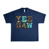 Navy western sunflowers turquoise leopard yee haw Urban Heavy Tee - BarkalooDesign
