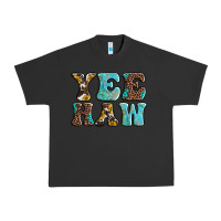 Pigment Black western sunflowers turquoise leopard yee haw Urban Heavy Tee - BarkalooDesign