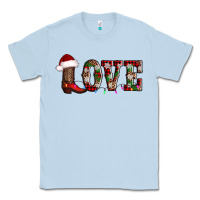 Dusty Blue love christmas boots Classic Tee - AdoDesignShop
